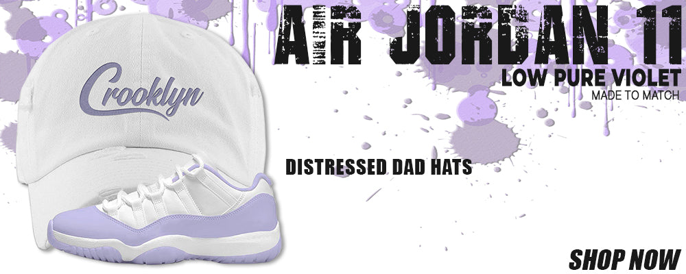 Pure Violet Low 11s Distressed Dad Hats to match Sneakers | Hats to match Pure Violet Low 11s Shoes