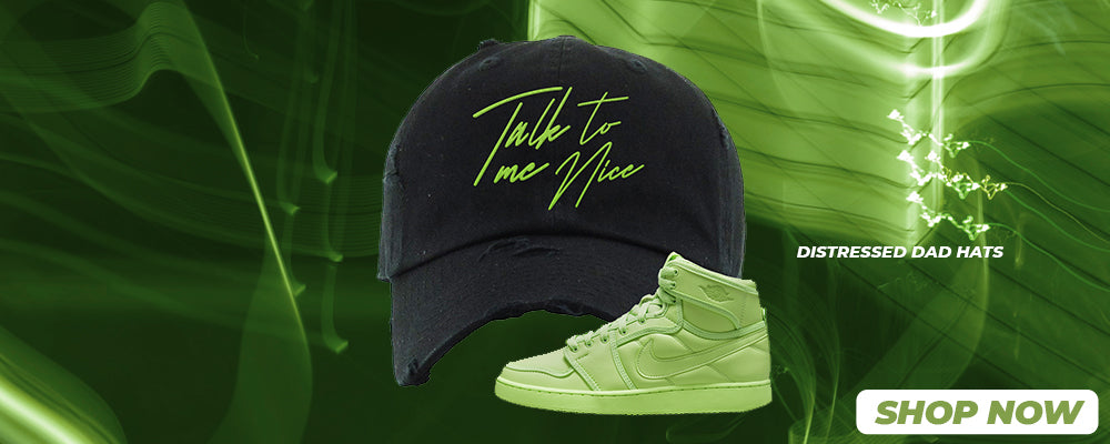 Neon Green KO 1s Distressed Dad Hats to match Sneakers | Hats to match Neon Green KO 1s Shoes