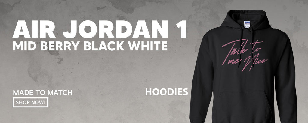 Berry Black White Mid 1s Pullover Hoodies to match Sneakers | Hoodies to match Berry Black White Mid 1s Shoes
