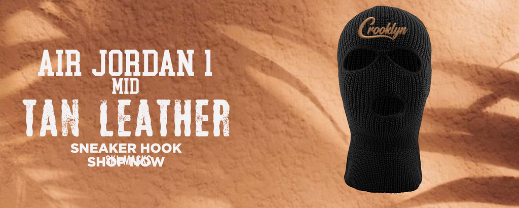 Air Jordan 1 Mid Tan Leather Ski Masks to match Sneakers | Winter Masks to match Nike Air Jordan 1 Mid Tan Leather Shoes