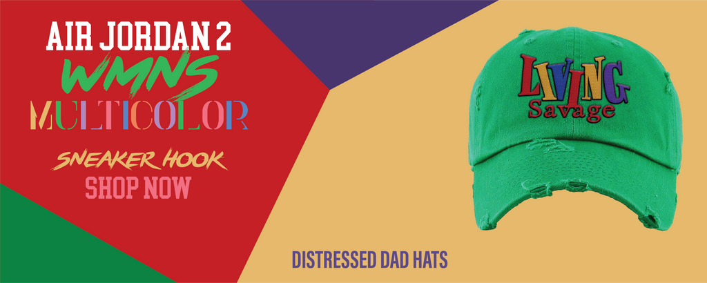  Jordan 2 WMNS Multicolor Distressed Dad Hats to match Sneakers | Hats to match Air Jordan 2 WMNS Multicolor Shoes