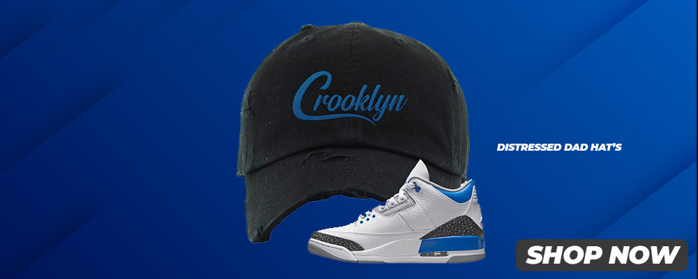 Racer Blue 3s Distressed Dad Hats to match Sneakers | Hats to match Racer Blue 3s Shoes