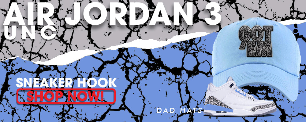 Jordan 3 UNC Dad Hats to match Sneakers | Hats to match Nike Air Jordan 3 UNC Shoes