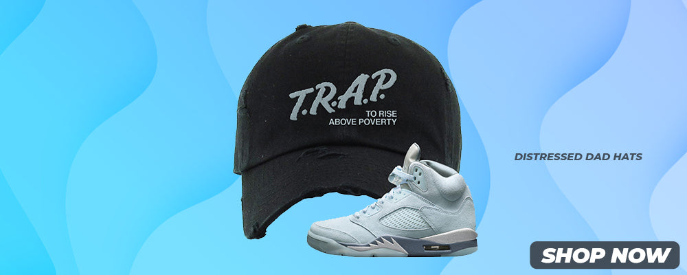 Blue Bird 5s Distressed Dad Hats to match Sneakers | Hats to match Blue Bird 5s Shoes