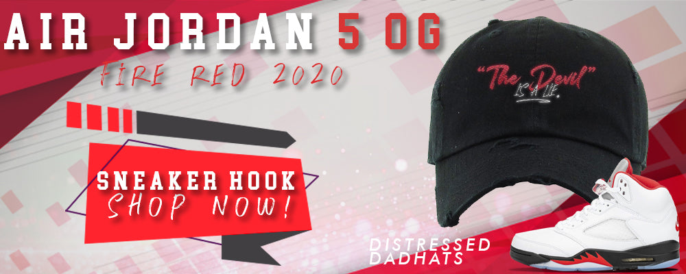 Jordan 5 OG Fire Red Distressed Dad Hats to match Sneakers | Hats to match Air Jordan 5 OG Fire Red Shoes