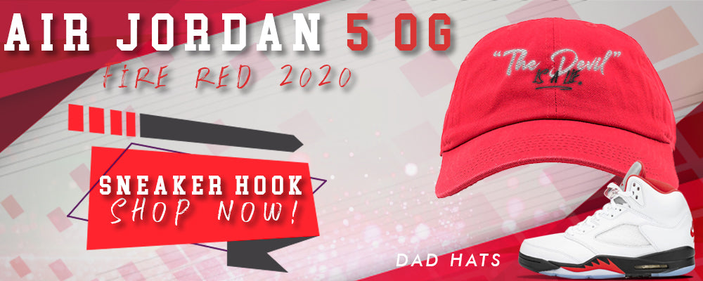 Jordan 5 OG Fire Red Dad Hats to match Sneakers | Hats to match Air Jordan 5 OG Fire Red Shoes