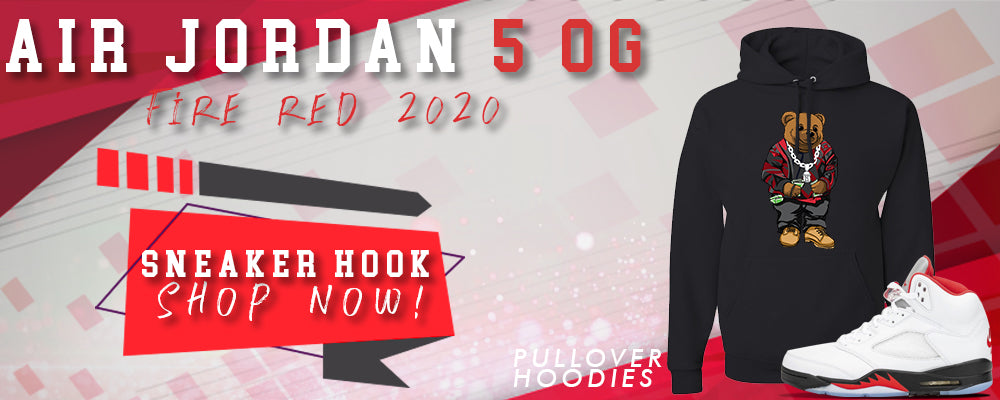 Jordan 5 OG Fire Red Pullover Hoodies to match Sneakers | Hoodies to match Air Jordan 5 OG Fire Red Shoes