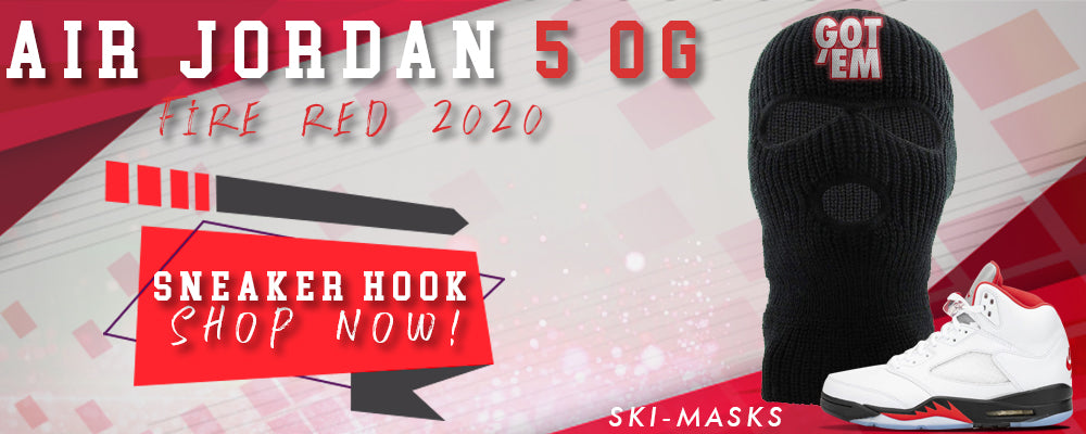 Jordan 5 OG Fire Red Ski Masks to match Sneakers | Winter Masks to match Air Jordan 5 OG Fire Red Shoes