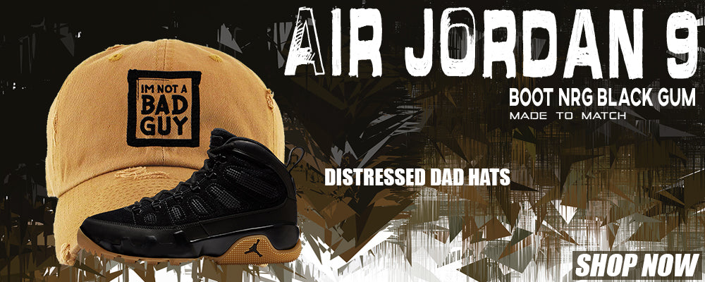 NRG Black Gum Boot 9s Distressed Dad Hats to match Sneakers | Hats to match NRG Black Gum Boot 9s Shoes