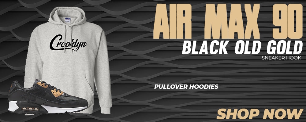 Air Max 90 Black Old Gold Pullover Hoodies to match Sneakers | Hoodies to match Nike Air Max 90 Black Old Gold Shoes