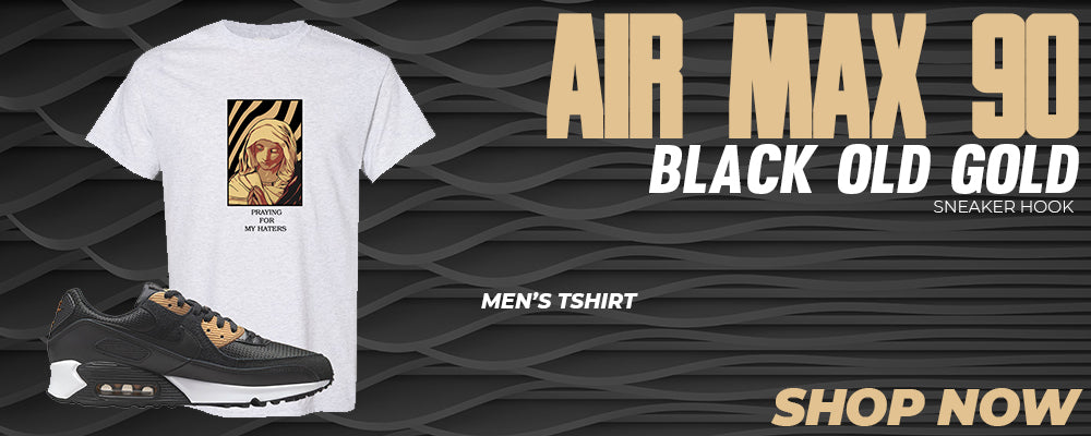 Air Max 90 Black Old Gold T Shirts to match Sneakers | Tees to match Nike Air Max 90 Black Old Gold Shoes