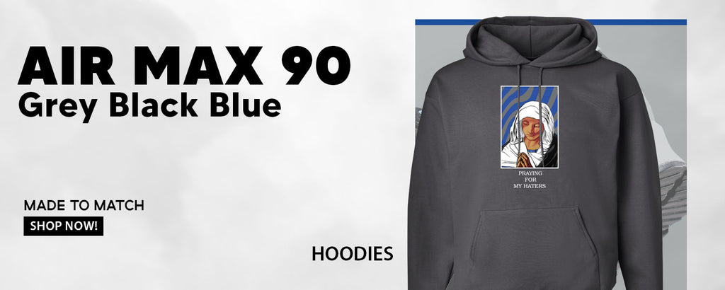 Grey Black Blue 90s Pullover Hoodies to match Sneakers | Hoodies to match Grey Black Blue 90s Shoes