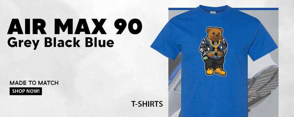 Grey Black Blue 90s T Shirts to match Sneakers | Tees to match Grey Black Blue 90s Shoes
