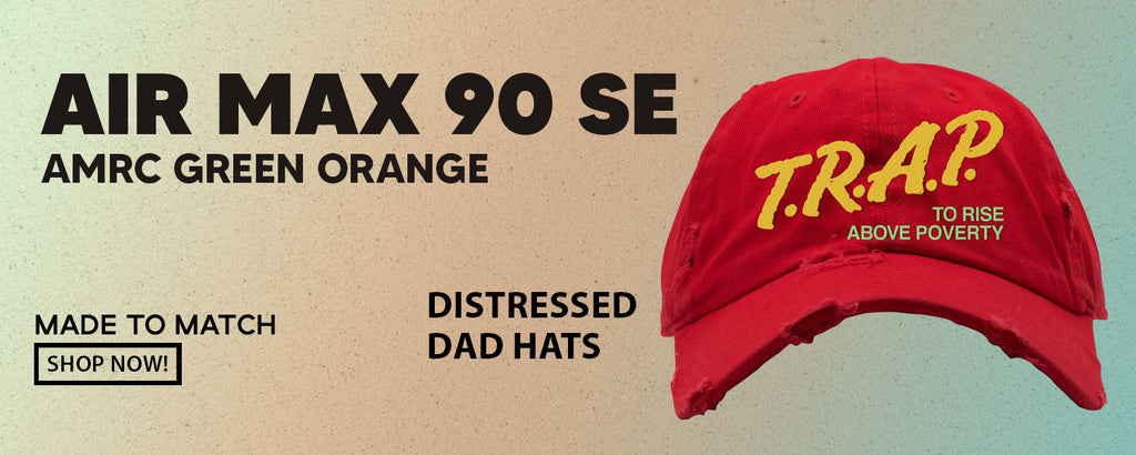 AMRC Green Orange SE 90s Distressed Dad Hats to match Sneakers | Hats to match AMRC Green Orange SE 90s Shoes