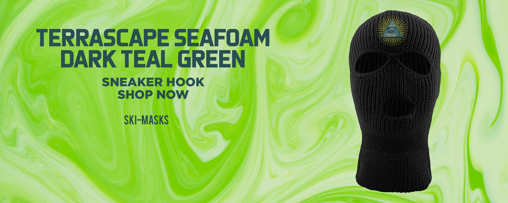 Seafoam Dark Teal Green 90s Ski Masks to match Sneakers | Winter Masks to match Seafoam Dark Teal Green 90s Shoes