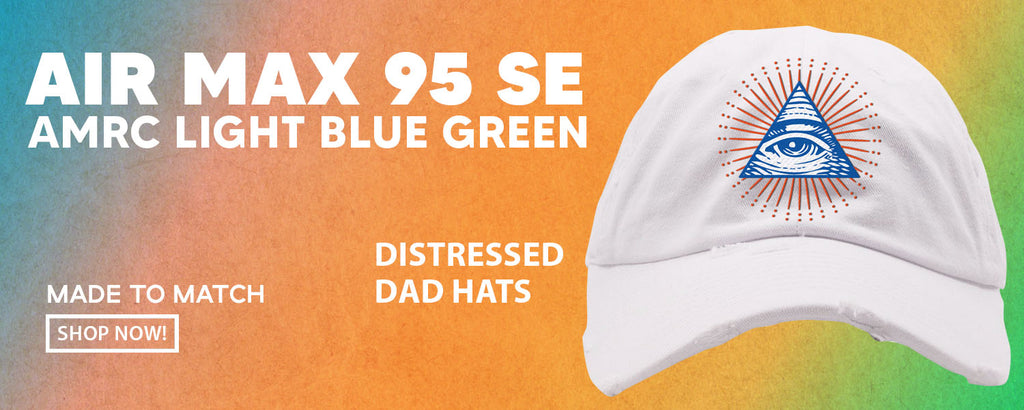 Light Blue Green AMRC 95s Distressed Dad Hats to match Sneakers | Hats to match Light Blue Green AMRC 95s Shoes