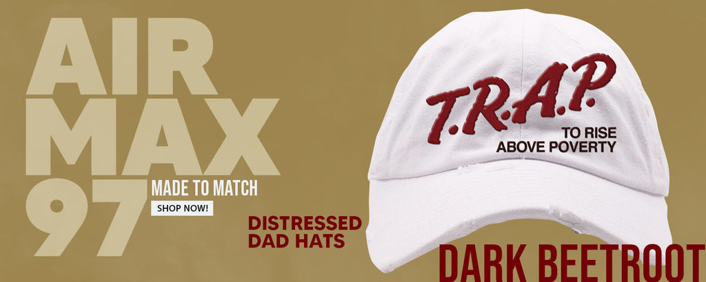 Dark Beetroot 97s Distressed Dad Hats to match Sneakers | Hats to match Dark Beetroot 97s Shoes