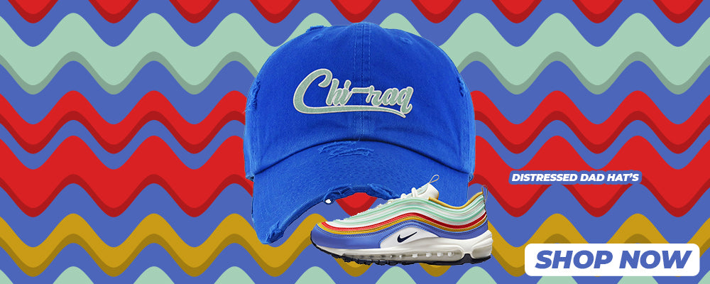 Multicolor 97s Distressed Dad Hats to match Sneakers | Hats to match Multicolor 97s Shoes