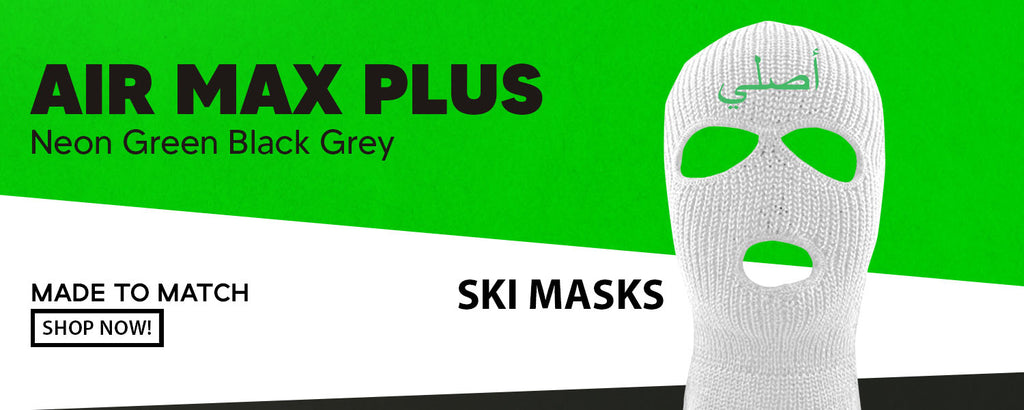 Neon Green Black Grey Pluses Ski Masks to match Sneakers | Winter Masks to match Neon Green Black Grey Pluses Shoes