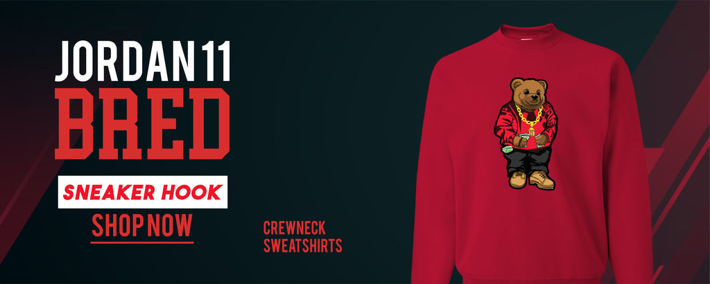 Jordan 11 Bred Sneaker Hook Up Crewneck Sweatshirts