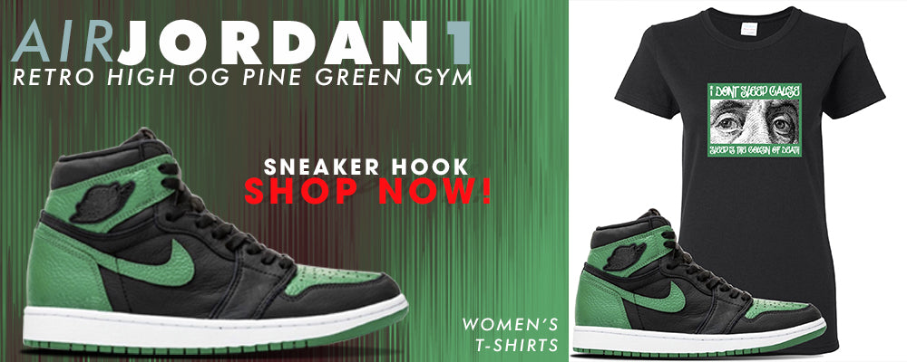 Jordan 1 Retro High OG Pine Green Gym Women's T Shirts to match Sneakers | Women's Tees to match Air Jordan 1 Retro High OG Pine Green Gym Shoes