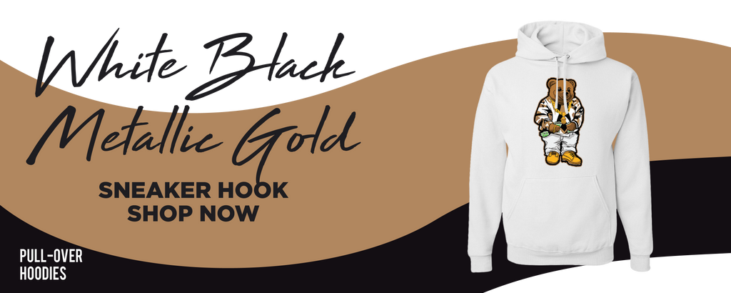 White Black Metallic Gold Kyrie 7s Pullover Hoodies to match Sneakers | Hoodies to match White Black Metallic Gold Kyrie 7s Shoes