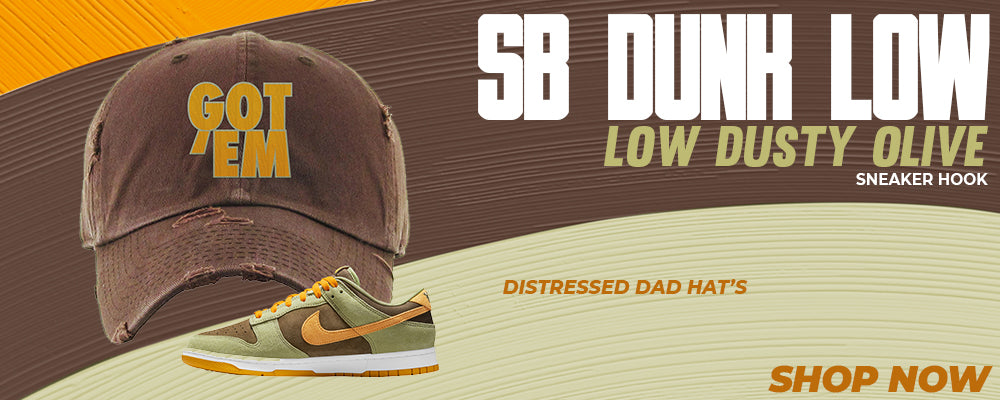 SB Dunk Low Dusty Olive Distressed Dad Hats to match Sneakers | Hats to match Nike SB Dunk Low Dusty Olive Shoes