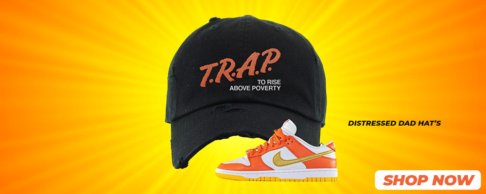 Golden Orange Low Dunks Distressed Dad Hats to match Sneakers | Hats to match Golden Orange Low Dunks Shoes