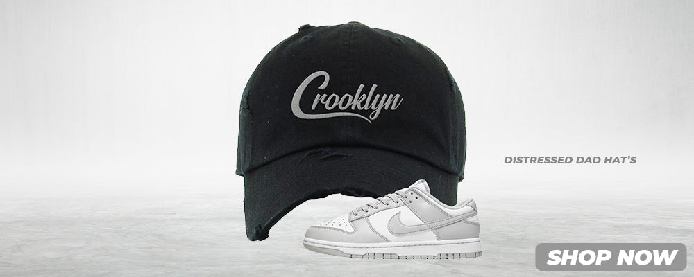 Grey Fog Low Dunks Distressed Dad Hats to match Sneakers | Hats to match Grey Fog Low Dunks Shoes