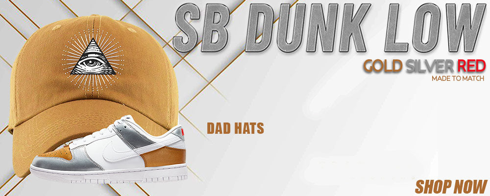 Gold Silver Red Low Dunks Dad Hats to match Sneakers | Hats to match Gold Silver Red Low Dunks Shoes