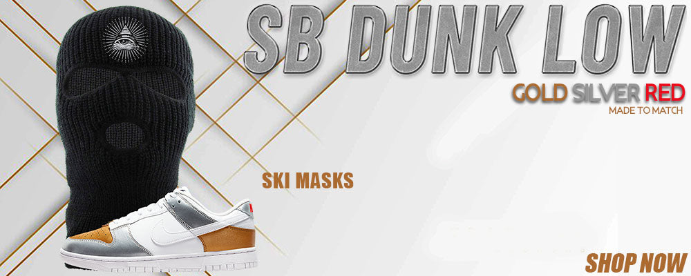 Gold Silver Red Low Dunks Ski Masks to match Sneakers | Winter Masks to match Gold Silver Red Low Dunks Shoes