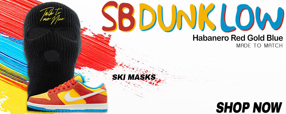 Habanero Red Gold Blue Low Dunks Ski Masks to match Sneakers | Winter Masks to match Habanero Red Gold Blue Low Dunks Shoes