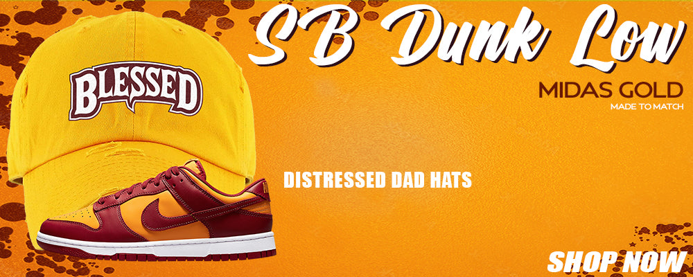 Midas Gold Low Dunks Distressed Dad Hats to match Sneakers | Hats to match Midas Gold Low Dunks Shoes