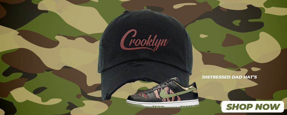 Multi Camo Low Dunks Distressed Dad Hats to match Sneakers | Hats to match Multi Camo Low Dunks Shoes