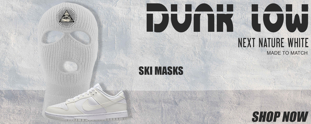 Next Nature White Low Dunks Ski Masks to match Sneakers | Winter Masks to match Next Nature White Low Dunks Shoes