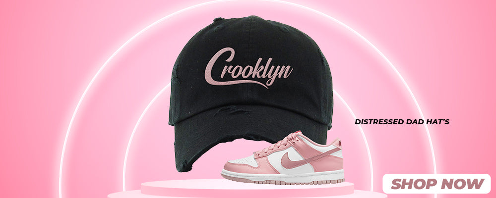 Pink Velvet Low Dunks Distressed Dad Hats to match Sneakers | Hats to match Pink Velvet Low Dunks Shoes