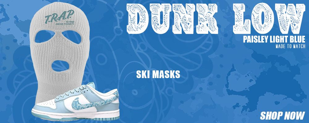 Paisley Light Blue Low Dunks Ski Masks to match Sneakers | Winter Masks to match Paisley Light Blue Low Dunks Shoes