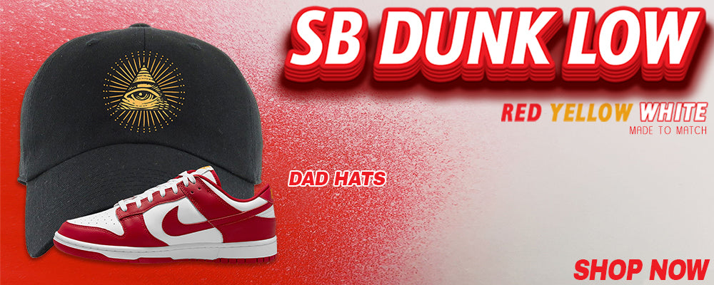 Red White Yellow Low Dunks Dad Hats to match Sneakers | Hats to match Red White Yellow Low Dunks Shoes