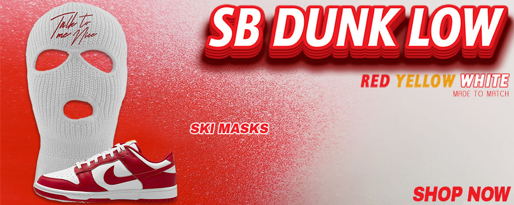 Red White Yellow Low Dunks Ski Masks to match Sneakers | Winter Masks to match Red White Yellow Low Dunks Shoes