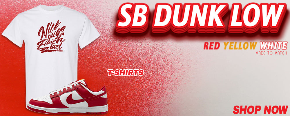 Red White Yellow Low Dunks T Shirts to match Sneakers | Tees to match Red White Yellow Low Dunks Shoes