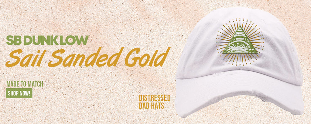 Sail Sanded Gold Low Dunks Distressed Dad Hats to match Sneakers | Hats to match Sail Sanded Gold Low Dunks Shoes