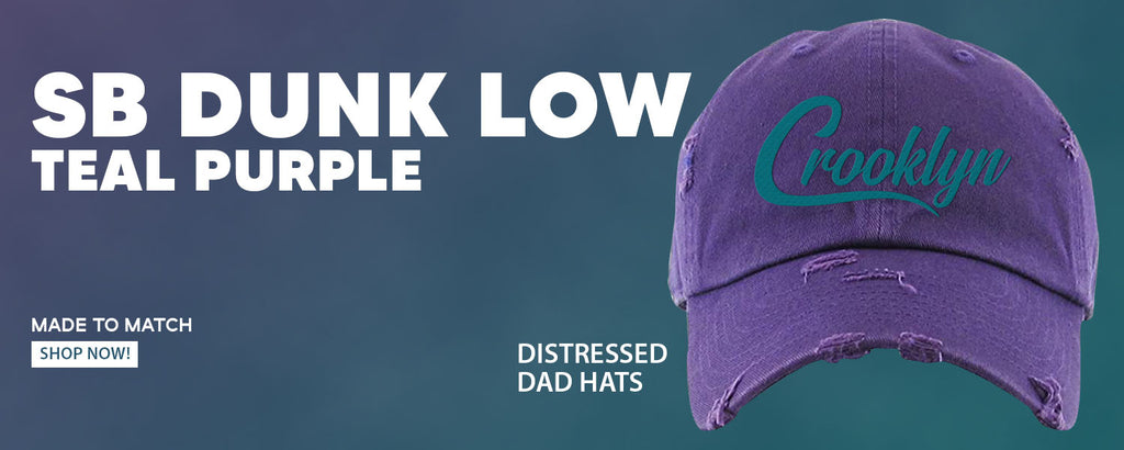 Teal Purple Low Dunks Distressed Dad Hats to match Sneakers | Hats to match Teal Purple Low Dunks Shoes