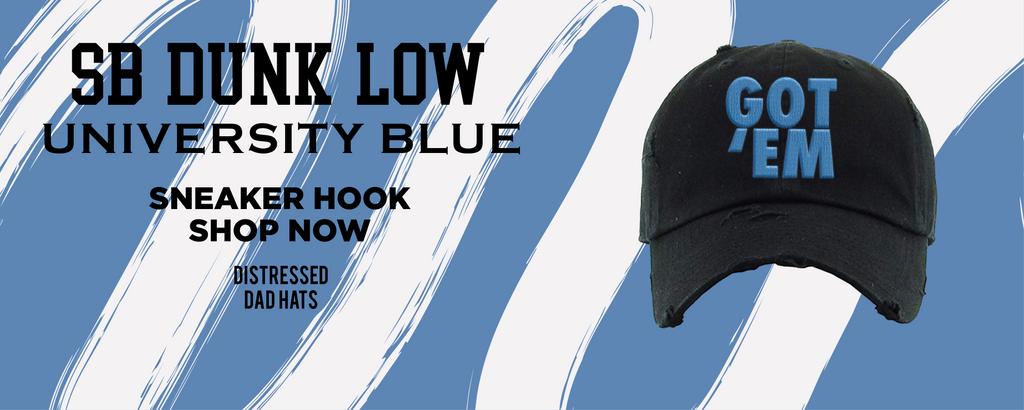 SB Dunk Low University Blue Distressed Dad Hats to match Sneakers | Hats to match Nike SB Dunk Low University Blue Shoes