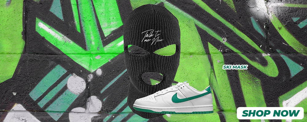 White Green Low Dunks Ski Masks to match Sneakers | Winter Masks to match White Green Low Dunks Shoes