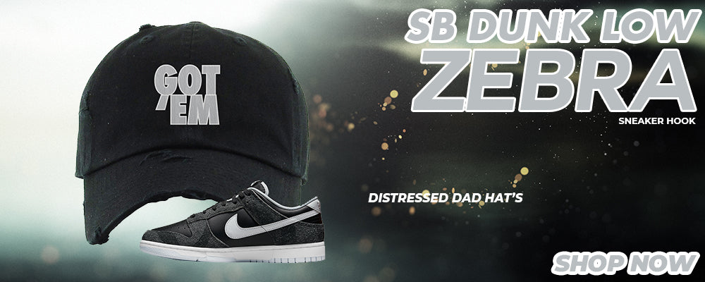 Zebra Low Dunks Distressed Dad Hats to match Sneakers | Hats to match Zebra Low Dunks Shoes