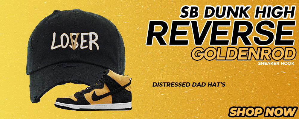 Reverse Goldenrod High Dunks Distressed Dad Hats to match Sneakers | Hats to match Reverse Goldenrod High Dunks Shoes