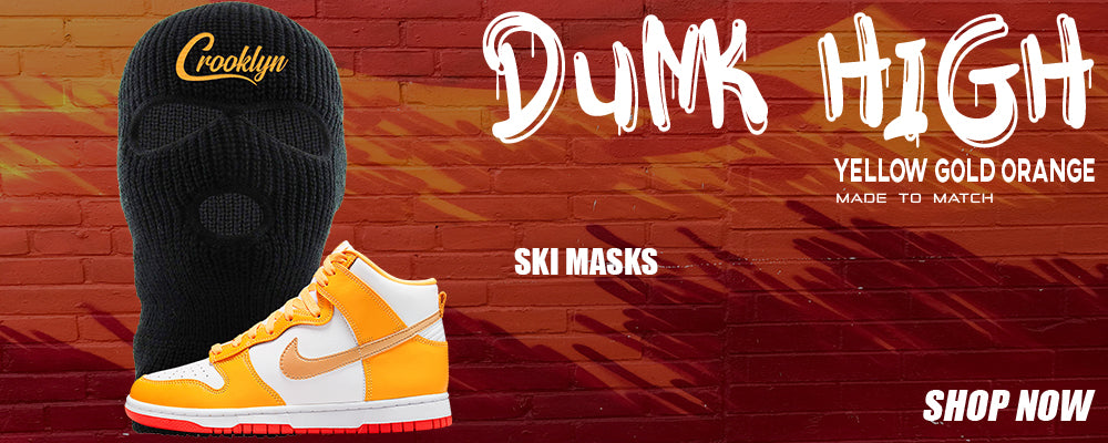 Yellow Gold Orange High Dunks Ski Masks to match Sneakers | Winter Masks to match Yellow Gold Orange High Dunks Shoes