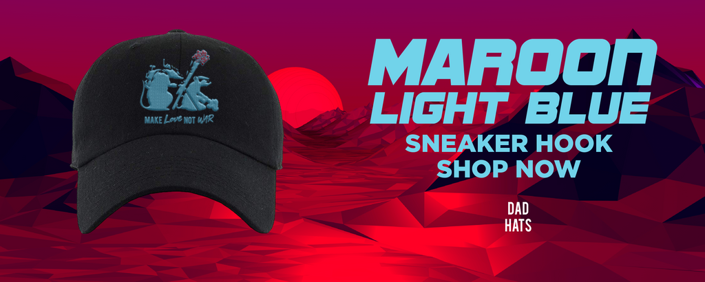 Maroon Light Blue Question Lows Dad Hats to match Sneakers | Hats to match Maroon Light Blue Question Lows Shoes