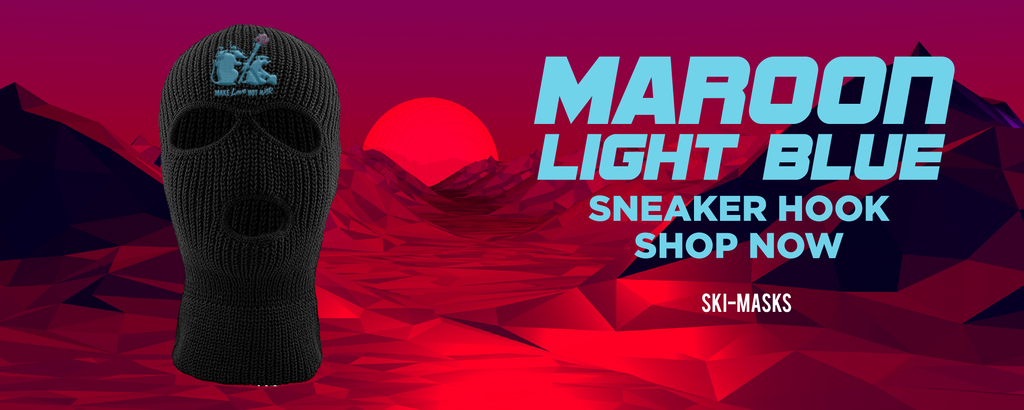 Maroon Light Blue Question Lows Ski Masks to match Sneakers | Winter Masks to match Maroon Light Blue Question Lows Shoes