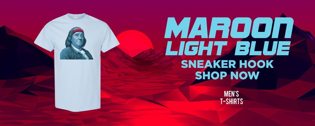 Maroon Light Blue Question Lows T Shirts to match Sneakers | Tees to match Maroon Light Blue Question Lows Shoes